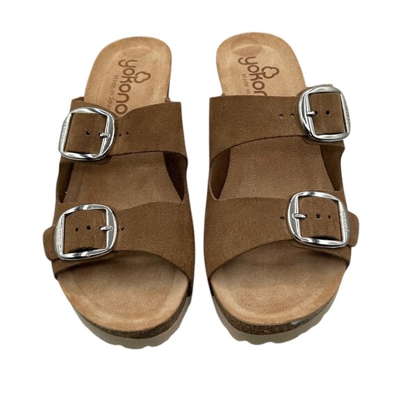 Yokono Suede Double Strap Buckle Wedge Sandal (8) - Picture 8 of 16